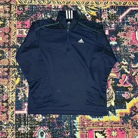 Adidas Performance Quarter-Zip Golf Pullover  Men Large Long Sleeve Navy Blue - Picture 1 of 2